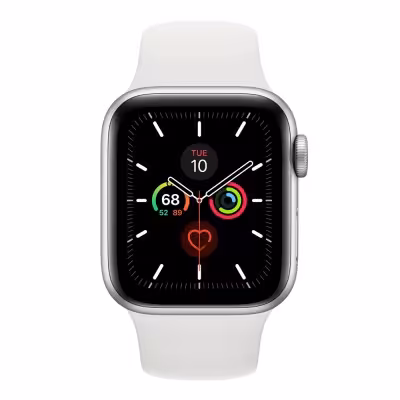 ساعت هوشمند اپل سری 5 40میلیمتر، بدنه آلومینیومی نقره ای همراه با بند اسپورت