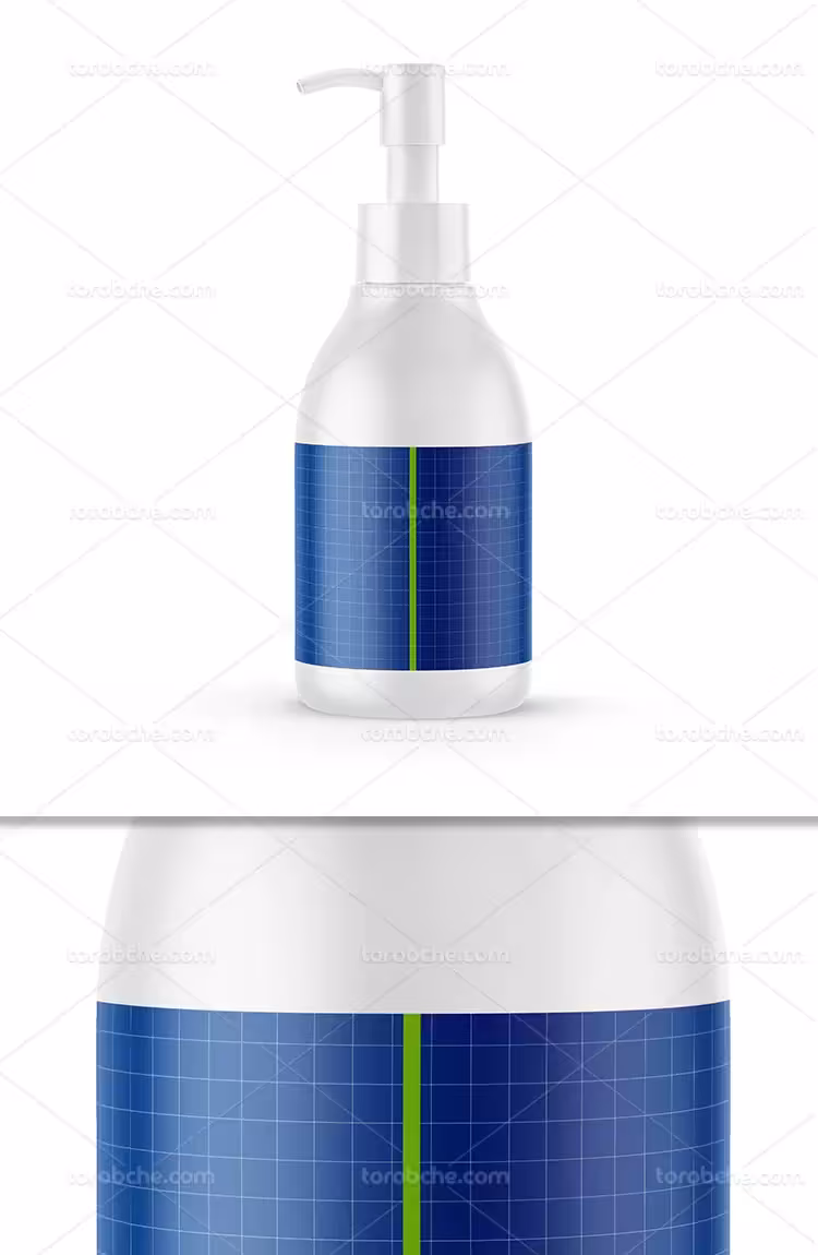 موکاپ قوطی پمپی پلاستیکی | گرافیک با طعم تربچه