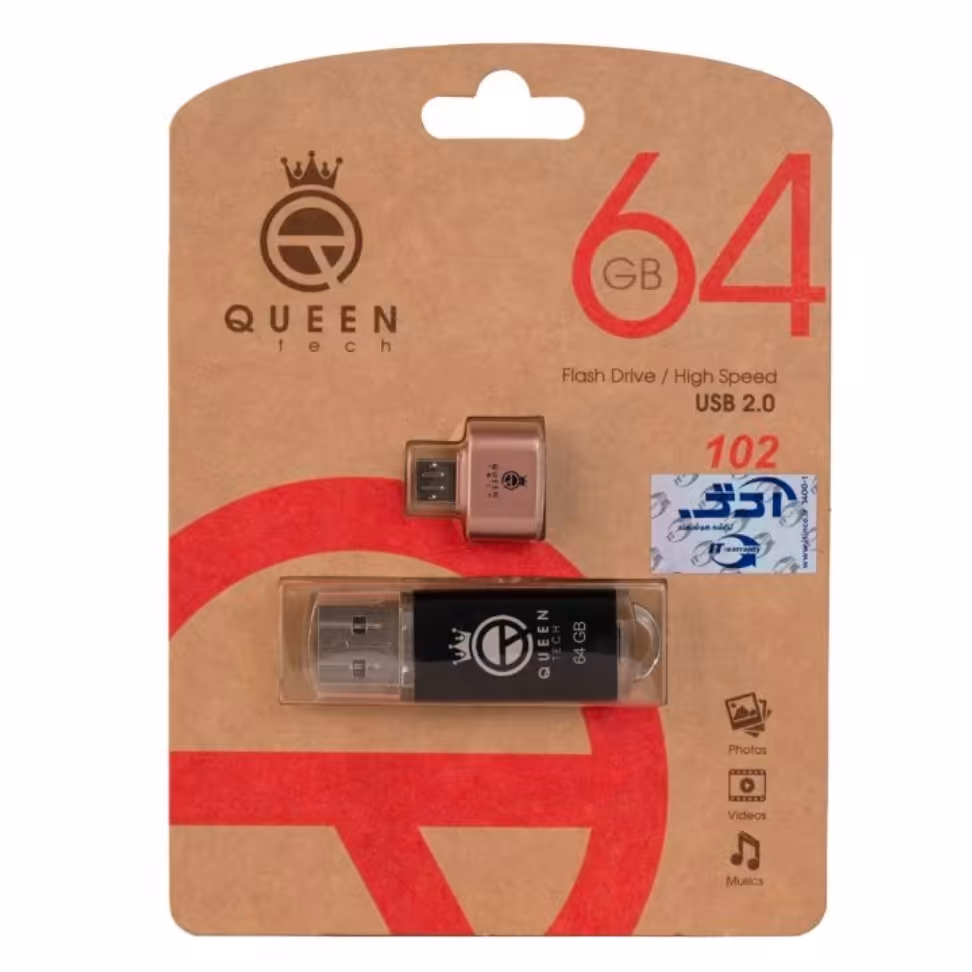 فلش USB 3 کوئین تک مدل QUICK C-PLUS ظرفیت 64 گیگا بایت  به همراه مبدل usb-c otg

