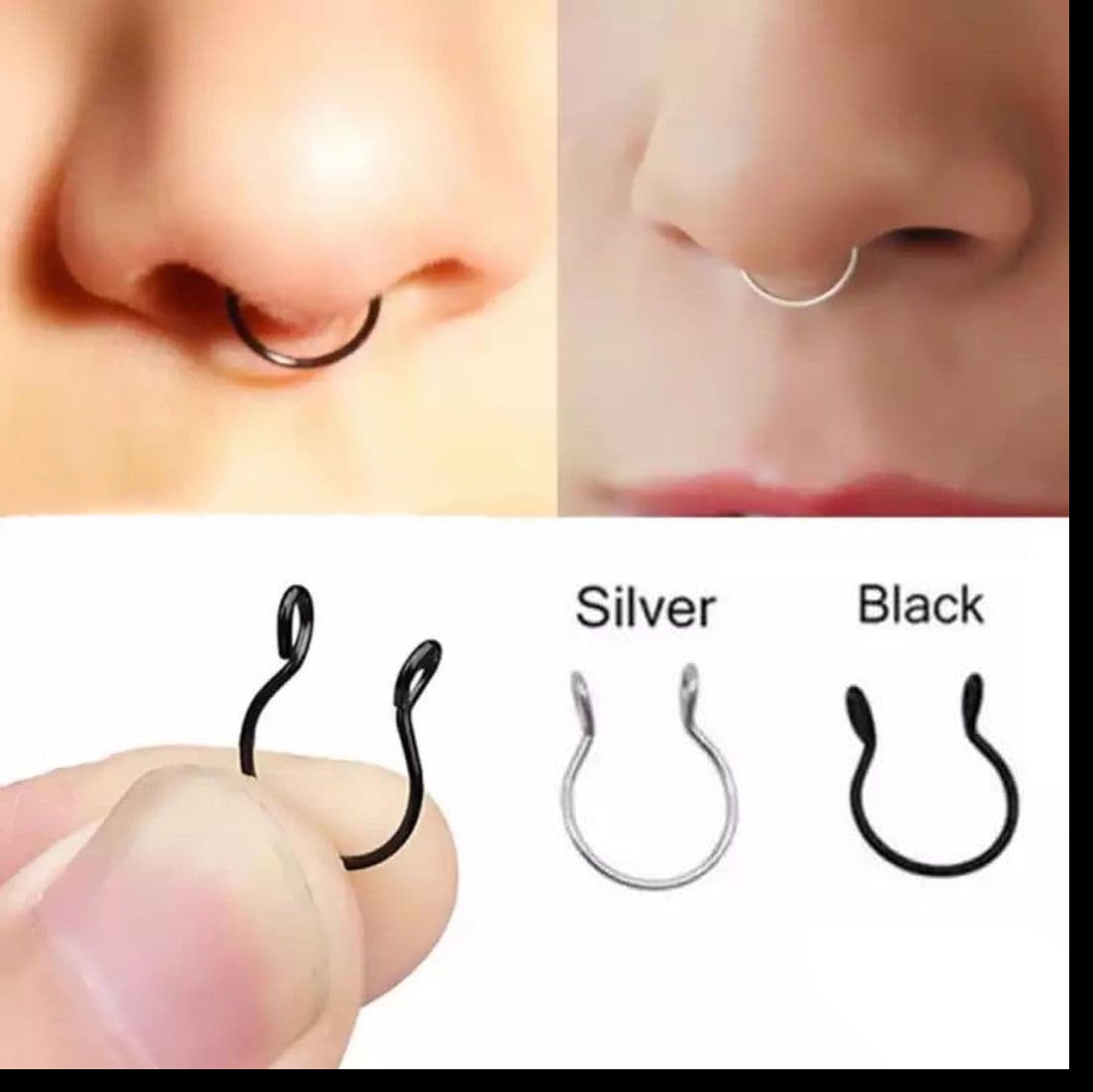 پیرسینگ فیک سپتوم بینی استیل دخترانه و پسرانه