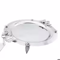 سینی استیل نگار  گرد کوچک مدل رز  نقره ای کد 306