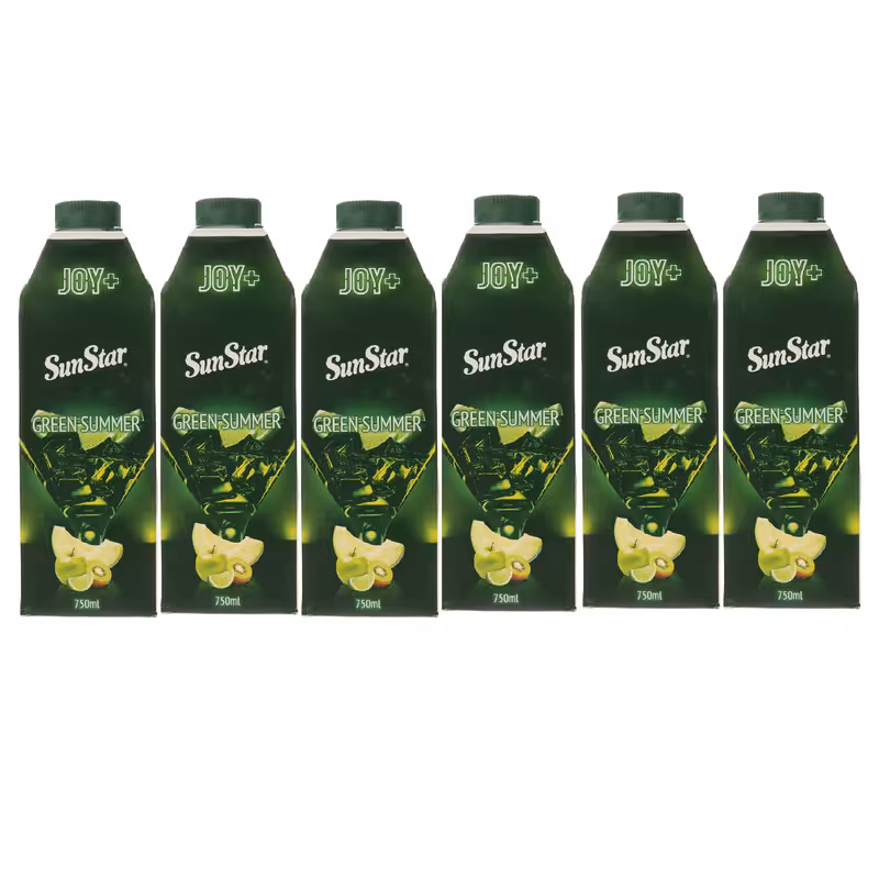 آبمیوه میکس سیب لیمو کیوی طالبی سان استار - 750 میلی لیتر بسته 6 عددی