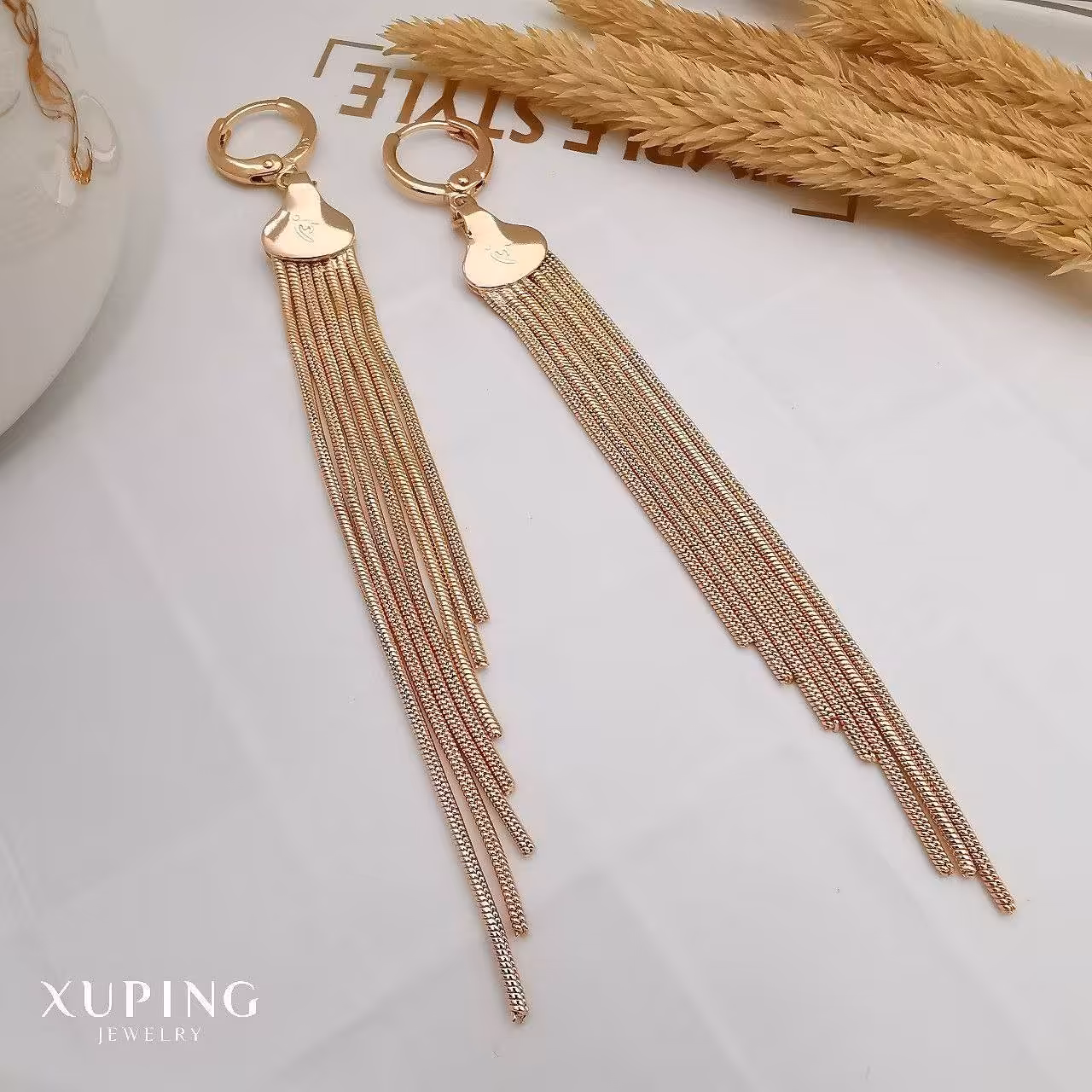 گوشواره بلند 7 پر رنگ ثابت