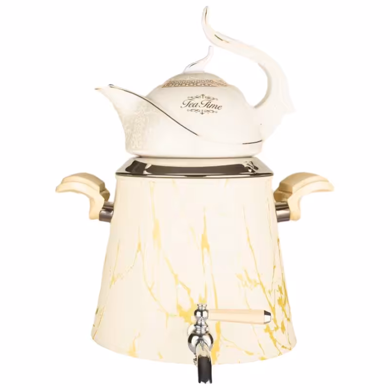 ست کتری قوری کروپ ست مدل هرمی رنگی ماربل کد 811M