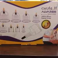 دستگاه بادکش آلوارس همراه با 8 لیوان و کاپ منحنی برای اعضایی مانند مچ پا، زانو و شانه
