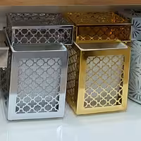 ست سطل و  جا دستمال کاغذی لیزری آبکاری فورتیک