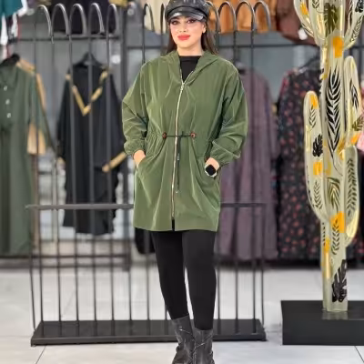 بارانی زنانه کمر گت در رنگبندی - کد 1783