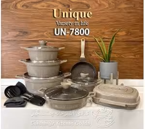 سرویس قابلمه گرانیتی یونیک 16 پارچه زرشکی کد UN_7865