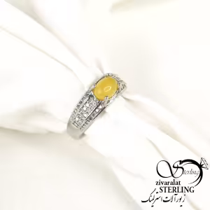انگشتر ایتالیا نقره925 سنگ شرف الشمس کد 9984