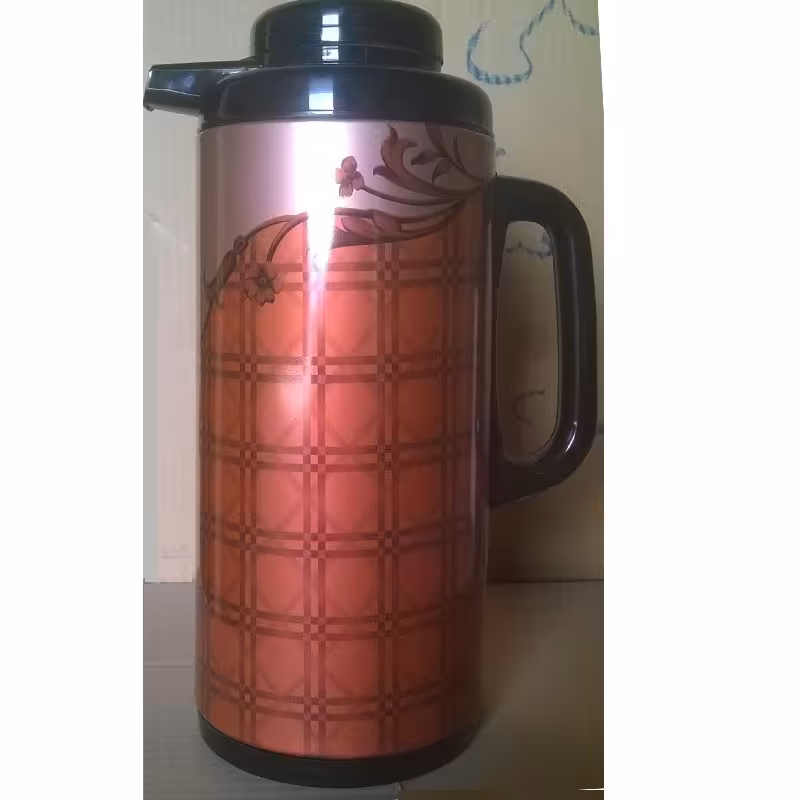 فلاسک 1.9 لیتر بدنه فلزی سرپیچ طرح دار شیشه سفید رجال - طرح 4