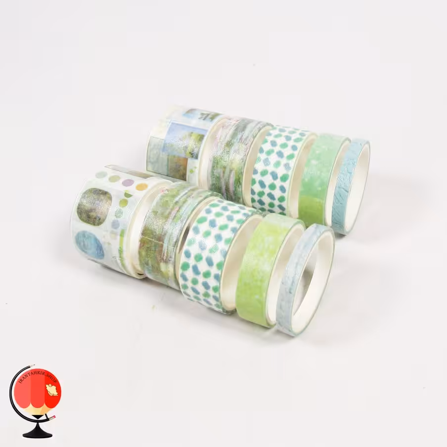 چسب واشی فانتزی سبز مدل نقاشی مجموعه 10 عددی