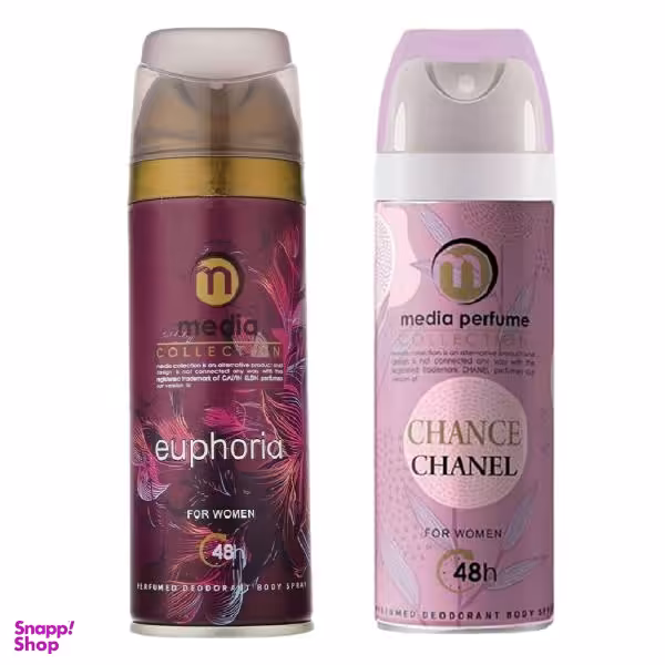 اسپری خوشبو کننده بدن زنانه مدیا (Media) مدل Chanel Chance + اسپری بدن زنانه مدیا مدل Euphoria حجم 200 میلی لیتر