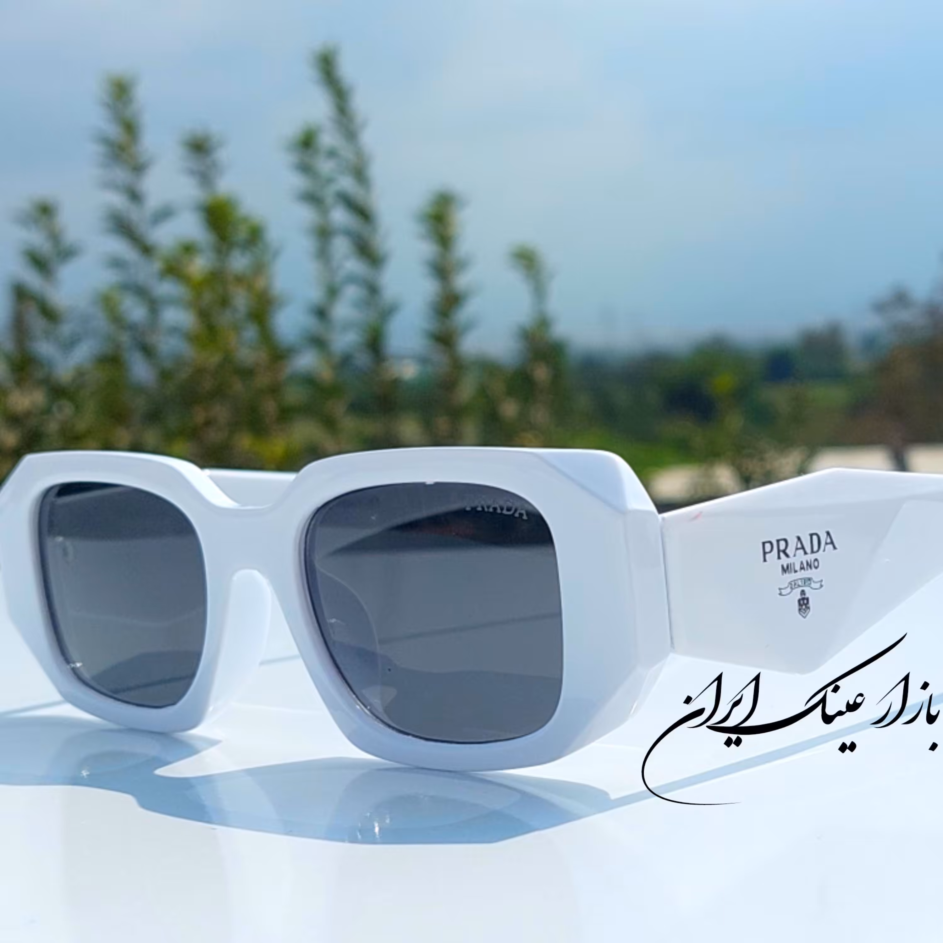 عینک آفتابی پرادا مستطیلی ترند 2022 با رنگ بندی فول