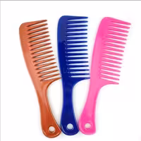 شانه مو دندانه درشت پلاستیکی دسته دار رنگی