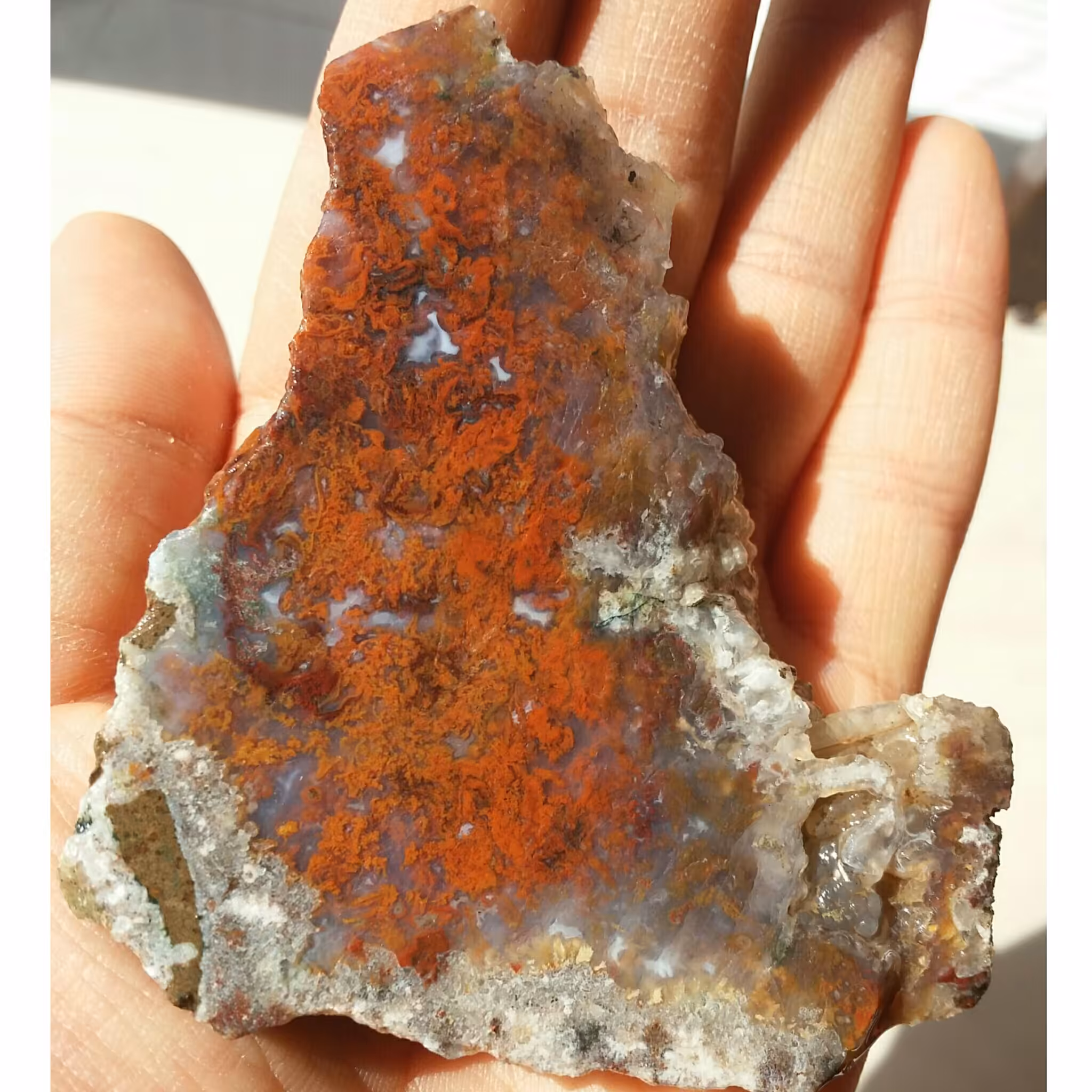 اسلایس سنگ راف عقیق شجر منظره 7رنگ کمیاب دیدنی کاملا طبیعی شاهکار خلقت زیبا