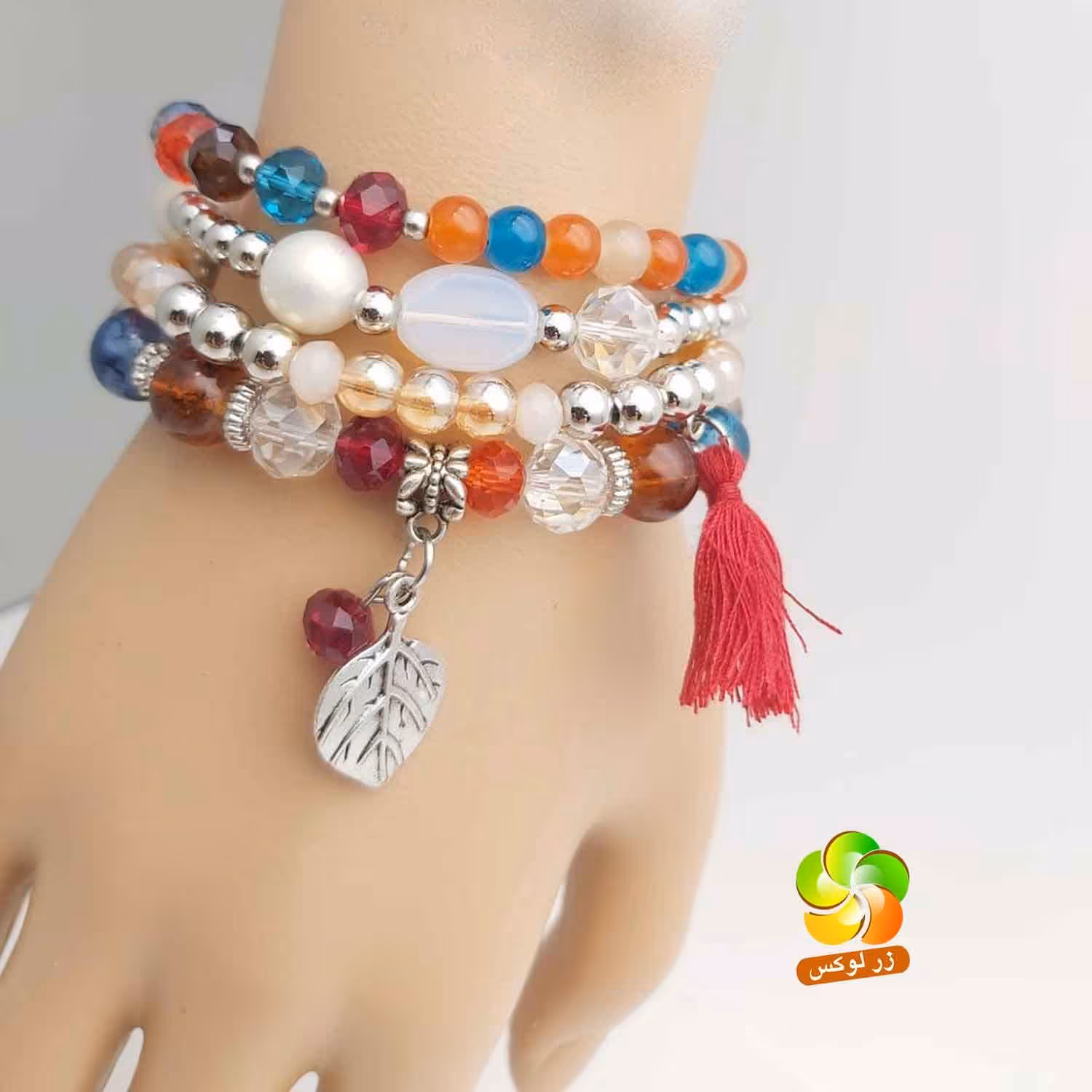 دستبند چند دور کشی مهره ای فانتزی