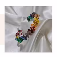 دستبند رنگین کمان بسیار سبک وحلقه استیل  رنگ ثابت سایز کریستال2و اندا0زه دلخواه 