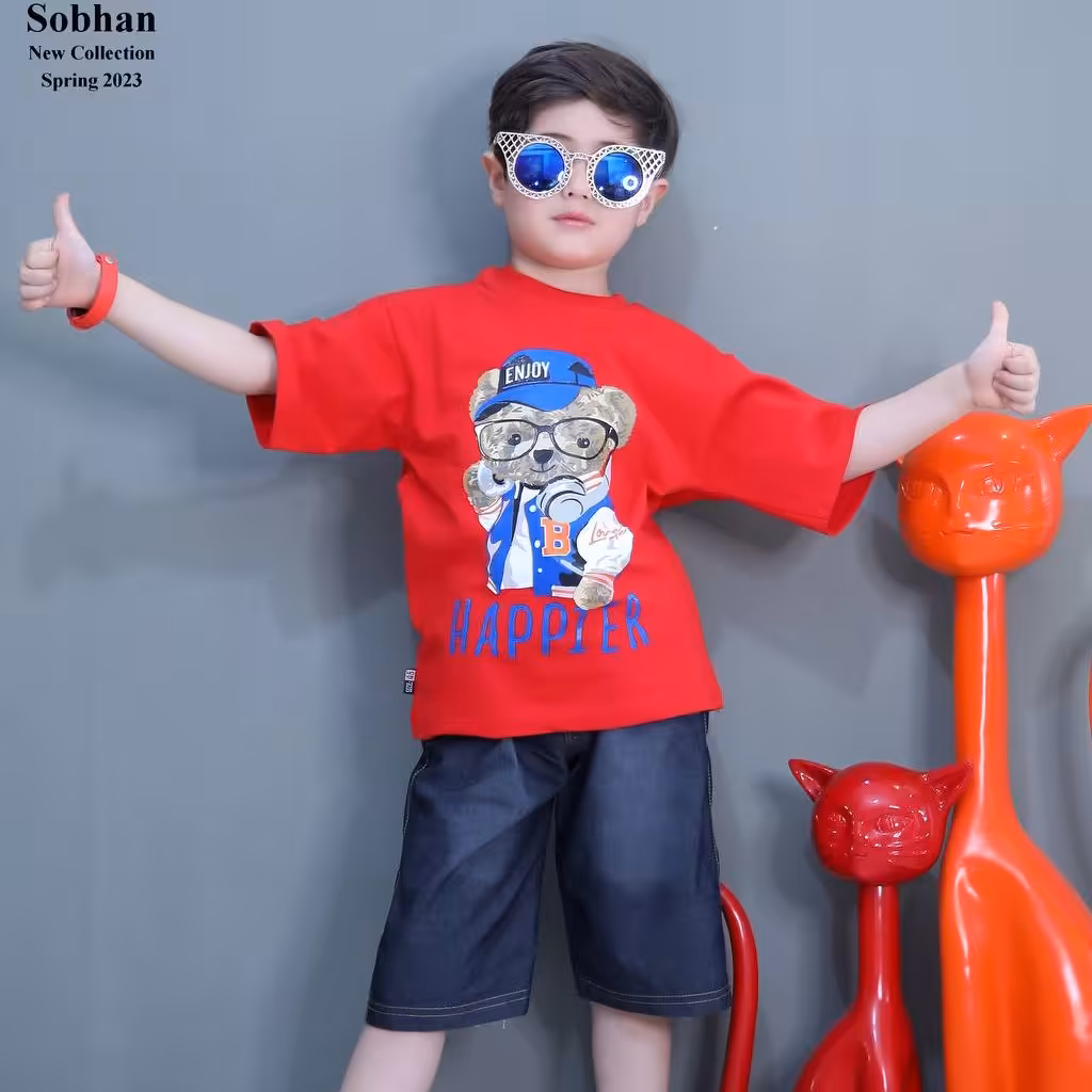 تیشرت و شلوارک لی کاغذی ذغالی  پسرانه بسیار جذاب 
رنگبندی قرمز نخودی نارنجی  سایزبندی 40 و 45و 50 و 55