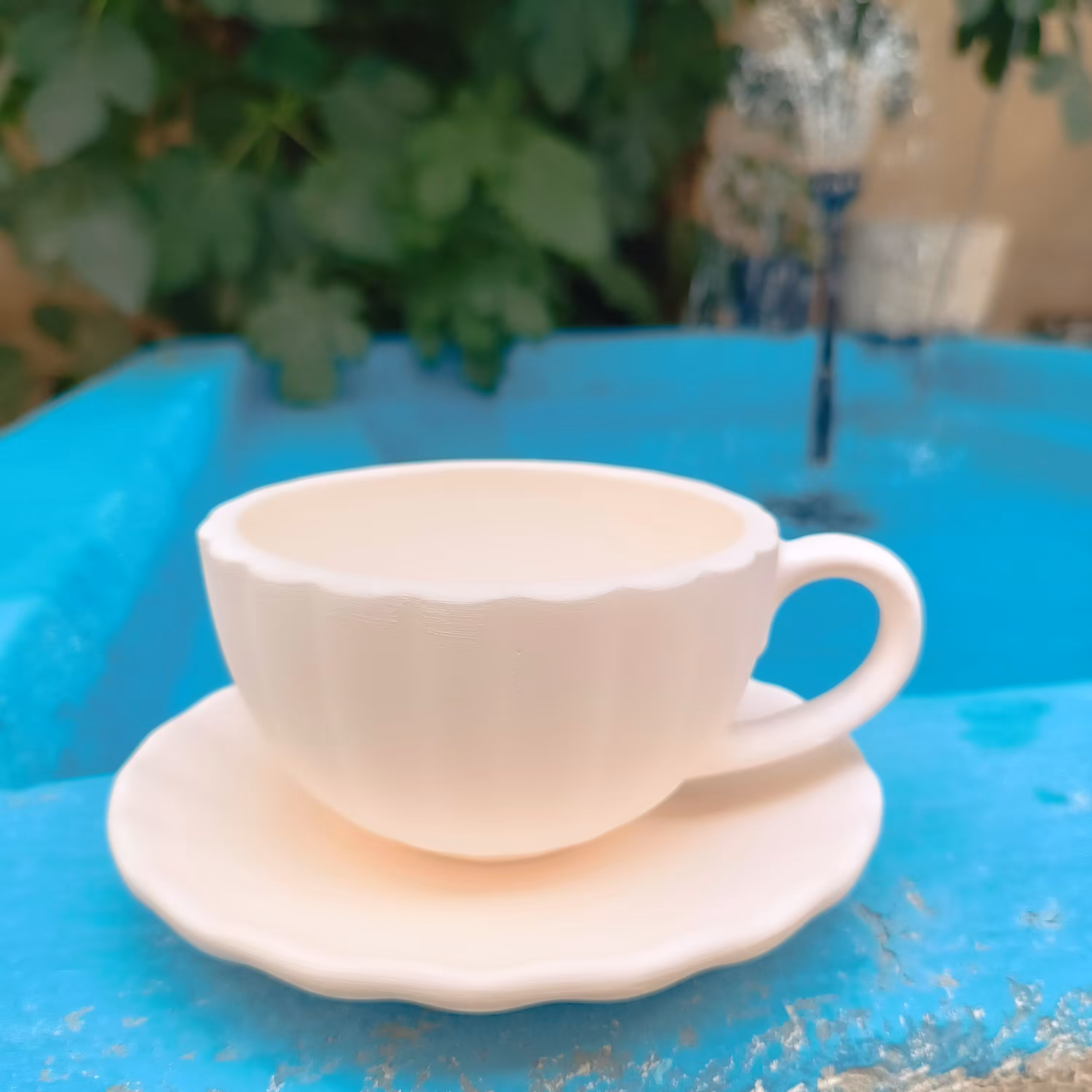 بیسکویت کاپ لته خوری طرح صدفی، بیس خام ظرف سرامیکی کاپ بزرگ قهوه خوری