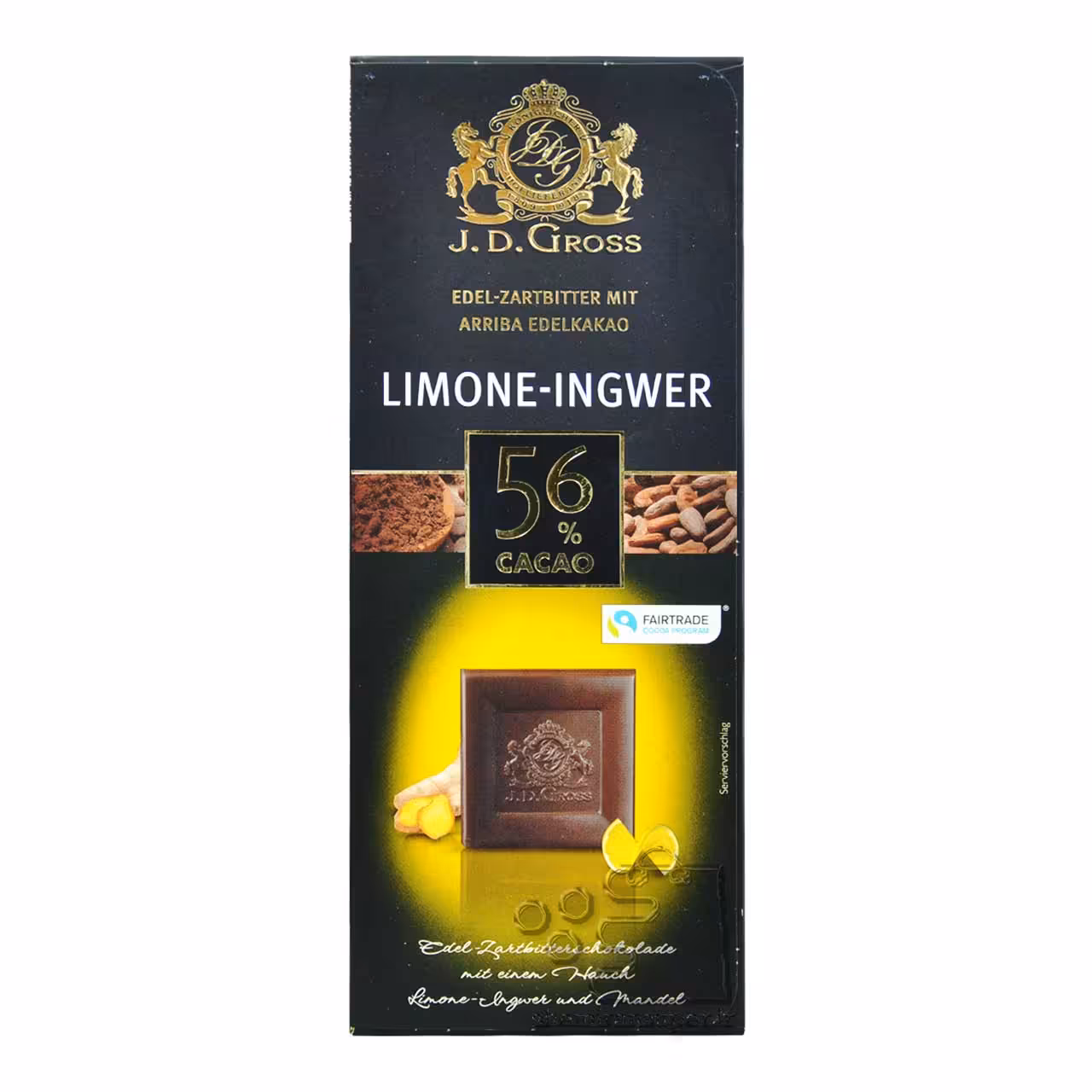 شکلات تلخ 56 درصد با طعم لیمو زنجبیل 125 گرم جی دی گراس - JDGross