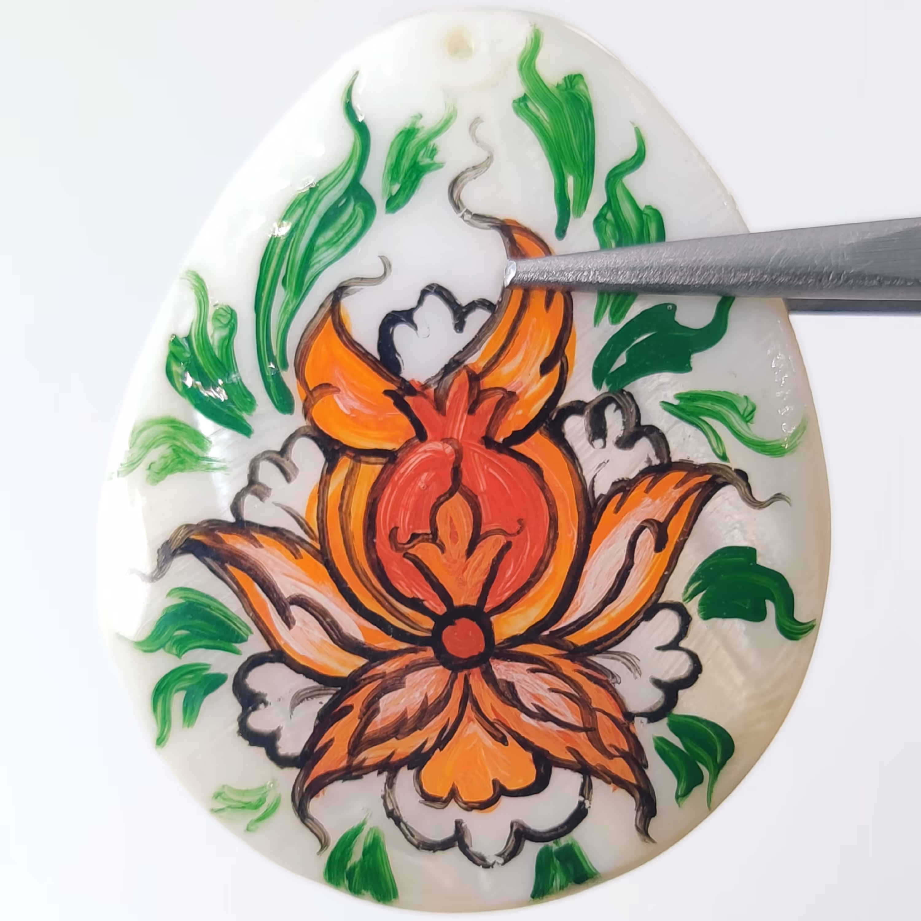 صدف طبیعی نقاشی شده ( گل و بوته )