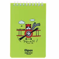 دفترچه فانتزی خط دار طرح خرس خلبان رنگ سبز مدل ELIPON