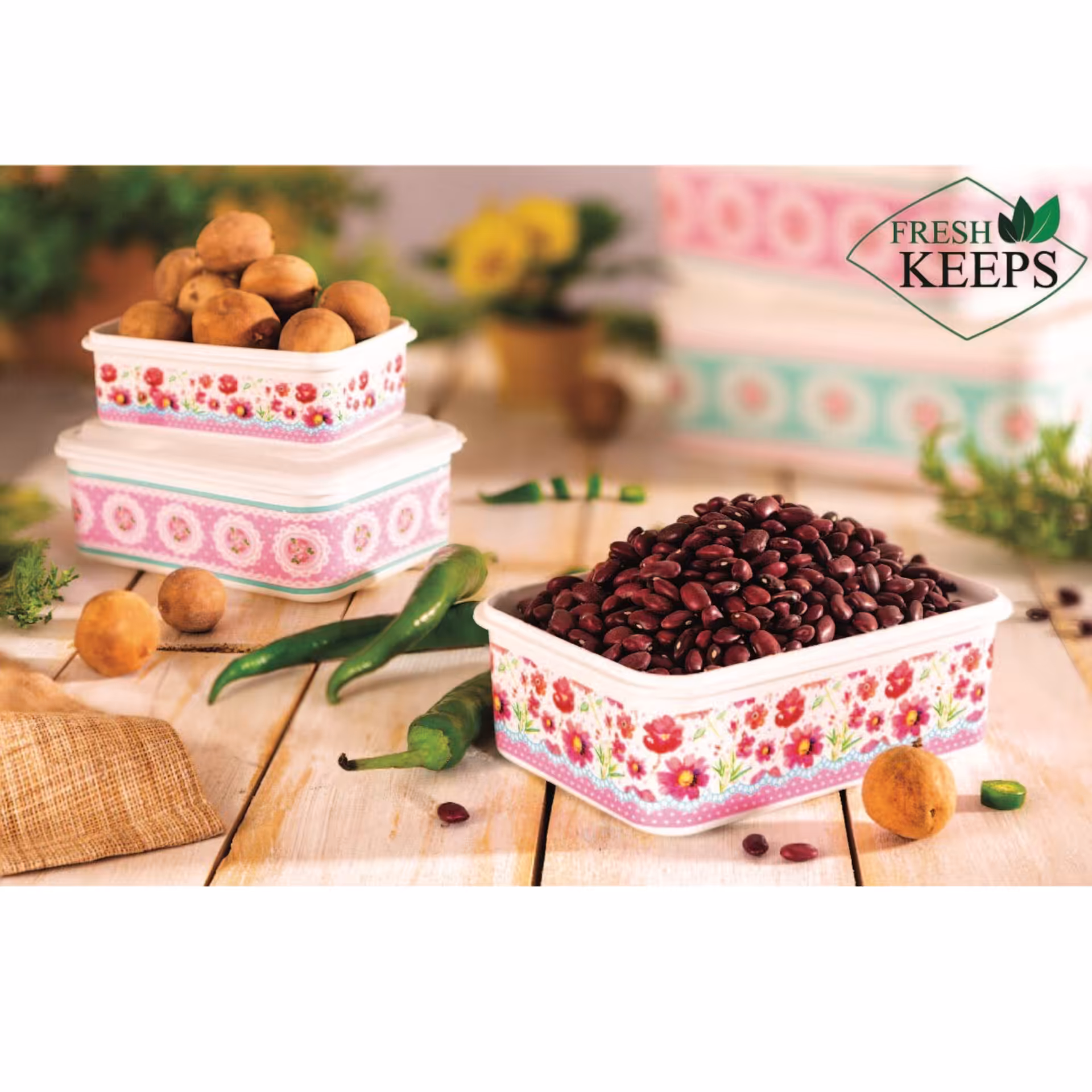 ظرف نگهدارنده مستطیل طرحدار 4عددی