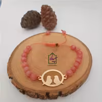 دستبند پلاک استیل  و سنگ عقیق