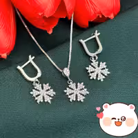 نیم ست نقره مدل دونه برفی عیار925 آبکاری رادیوم و وزن 4.85