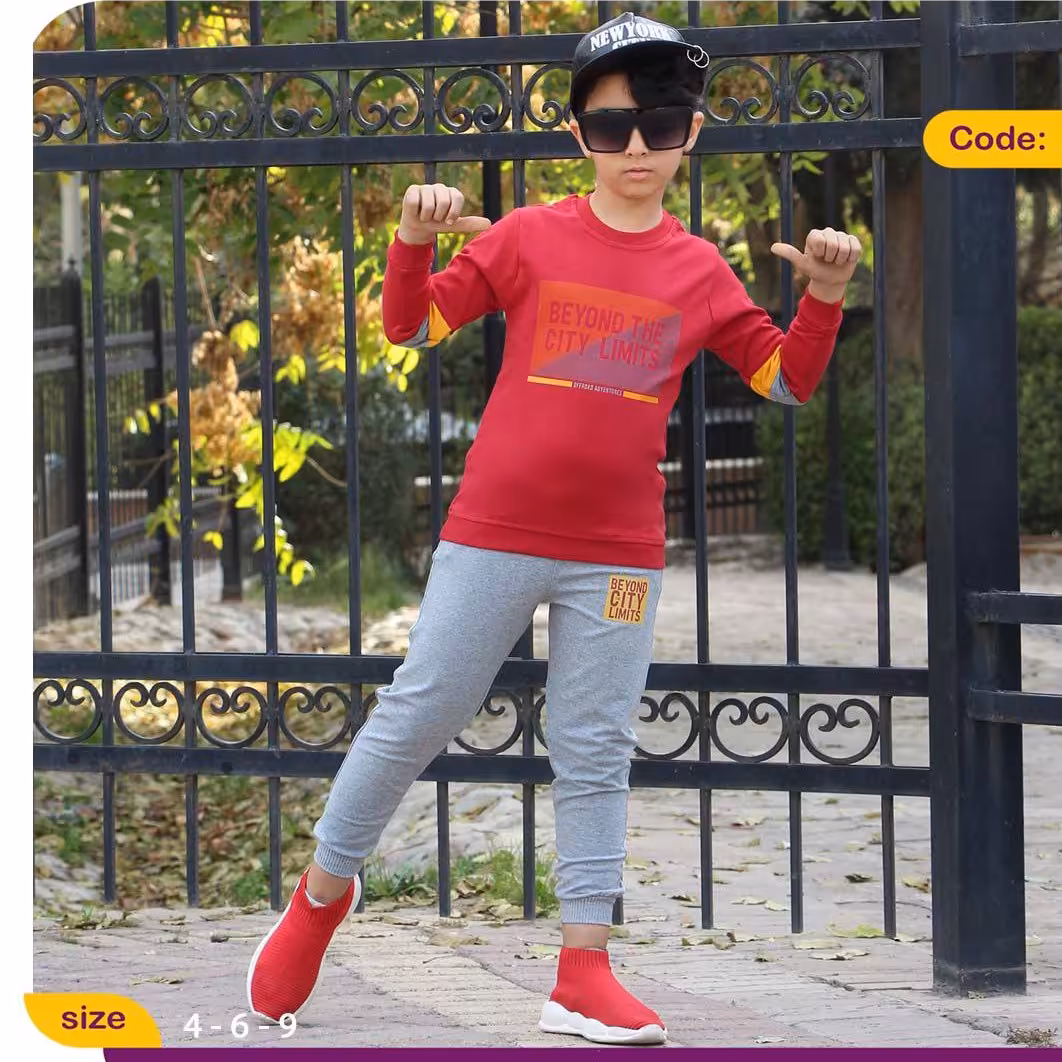 تک سایز حراجی سایز 50 رنگ عنابی ست پسرانه 