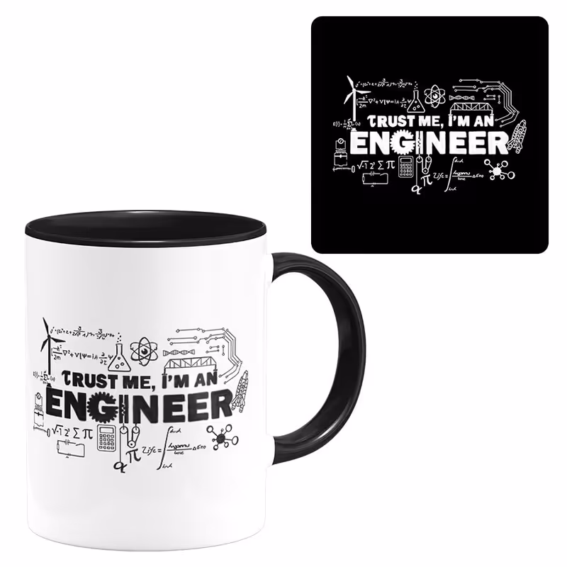 ماگ مدل مهندسی به همراه زیر لیوانی