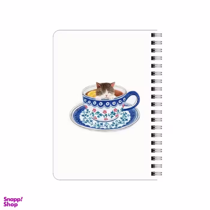 دفترچه یادداشت بامبیلیپ مدل چوبی طرح یک فنجان چای گربه ای کد 4305065