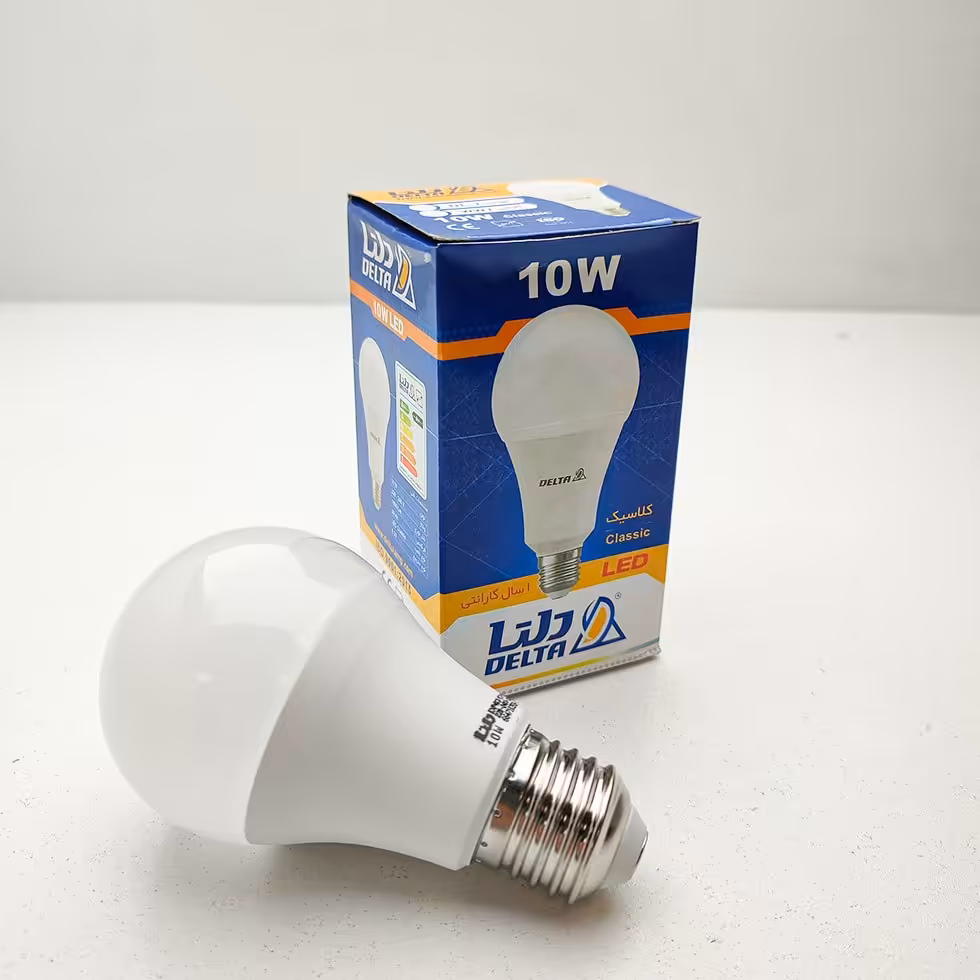 لامپ ال ای دی 10 وات حبابی دلتا  با رنگ مهتابی
