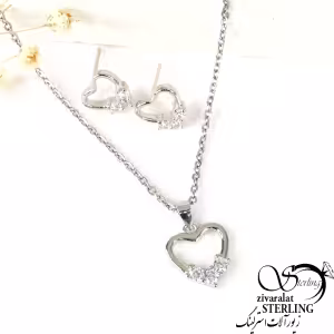 نیمست قلب نقره نگین دار کد 9466