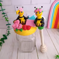 عسل خوری  بانکه عسل ظرف عسل به همراه قاشق عسل طرح زنبور 