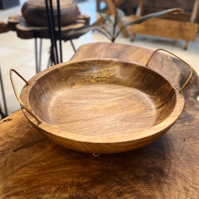 ظروف چوبی  دسته فلزی ضد زنگ مخصوص میوه وتنقلات 