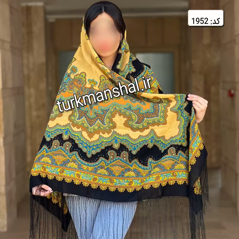 روسری ترکمن ابریشمی (ایتالیایی) کد 1952