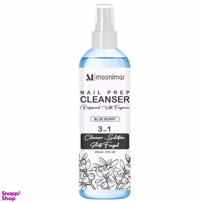 کلینزر کاشت ناخن مونیمار مدل Blue Berry سه کاره حجم 250 میلی لیتر