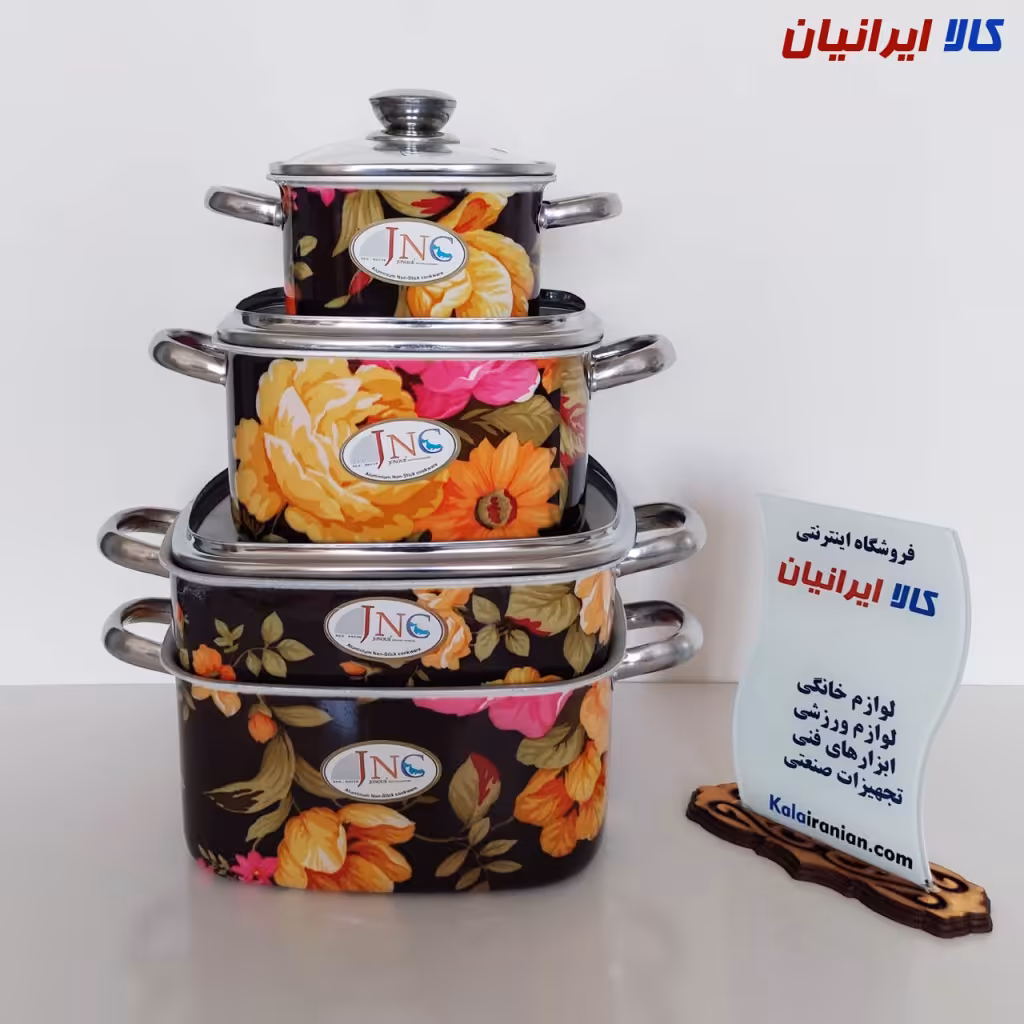 سرویس قابلمه مربعی 7 پارچه گلدار جنوب کد 18