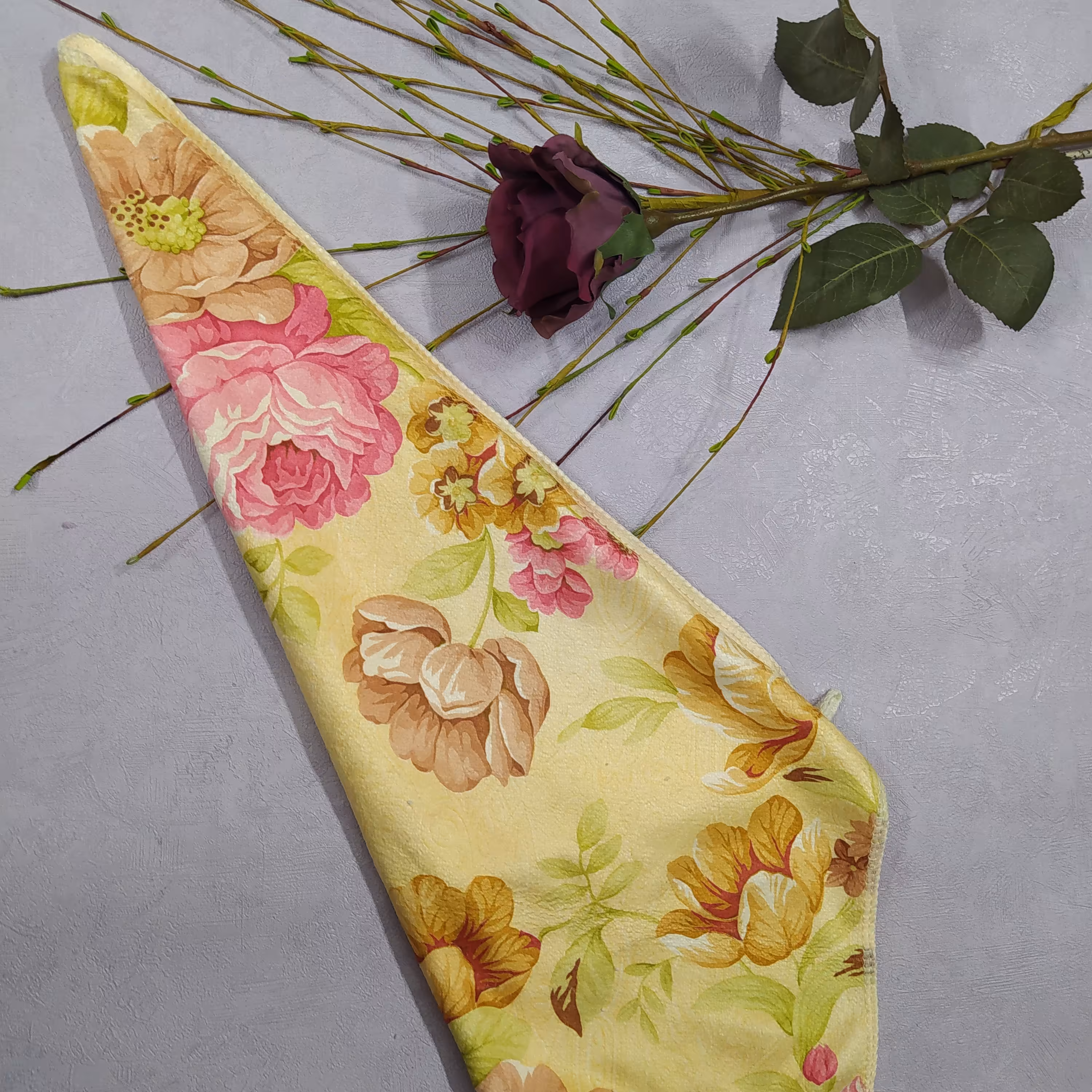 دستمال آشپزخانه آنجل فانتزی گلدار حوله ای  دو عددی 40سانت