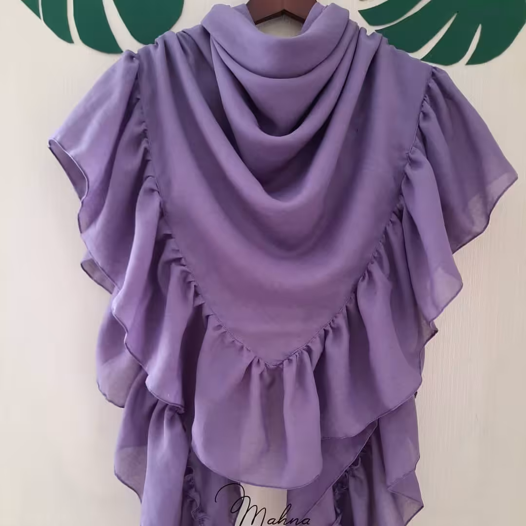روسری چیندار وال نخی رنگ بنفش