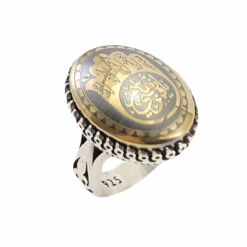 انگشتر نقره مردانه حدید کف العباس کد 77059