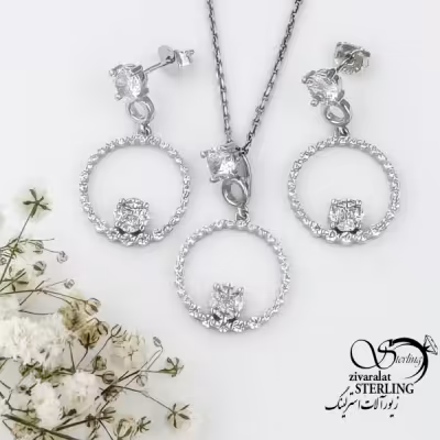 نیمست نقره گرد با نگین اتمی عیار925 کد 15886