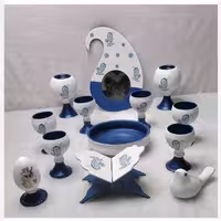 هفتسین با جام های آبی رنگ و آینه ترمه سنتی (پس کرایه)