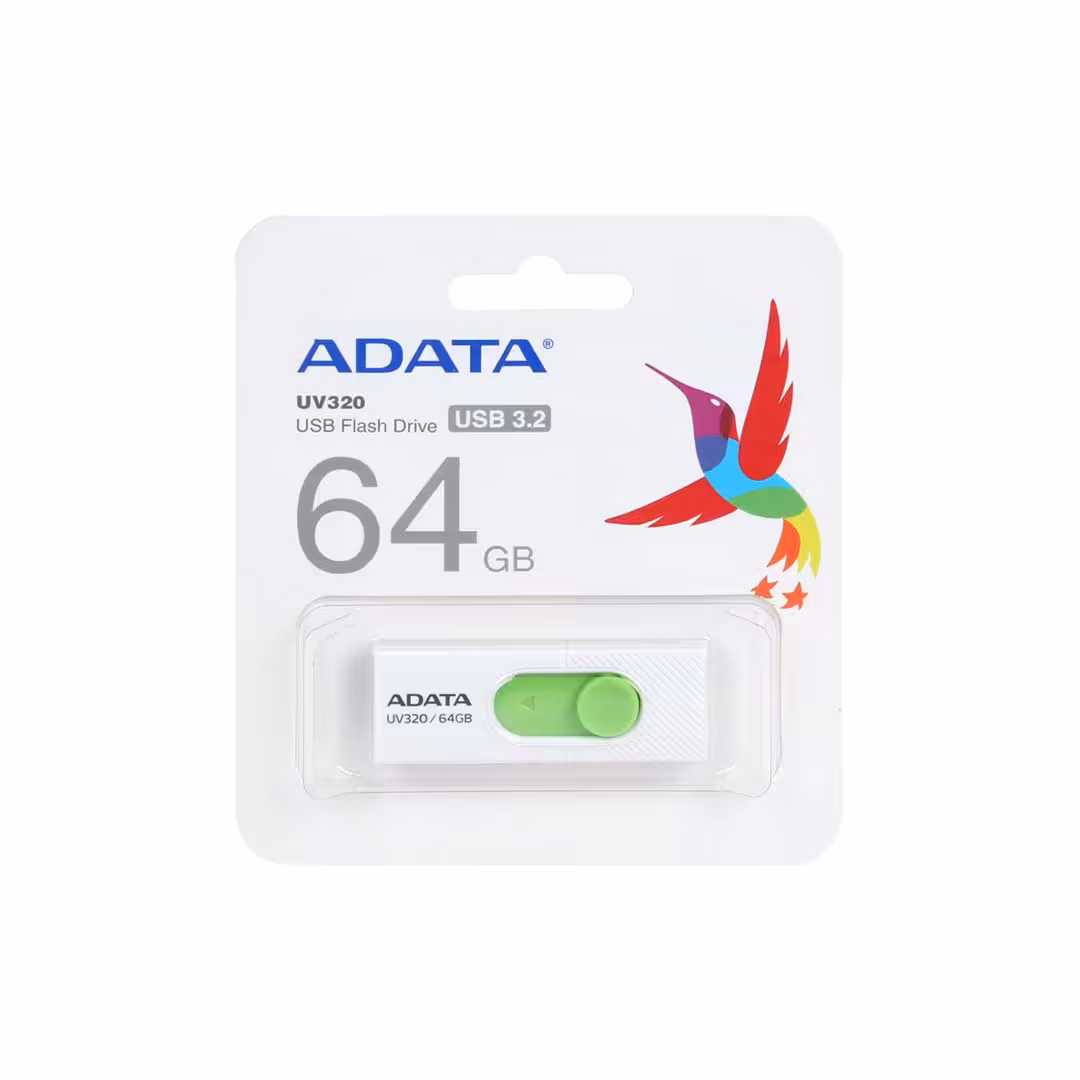 فلش ADATA مدل UV320 USB3.2 با ظرفیت 64 گیگابایت - سفید سبز