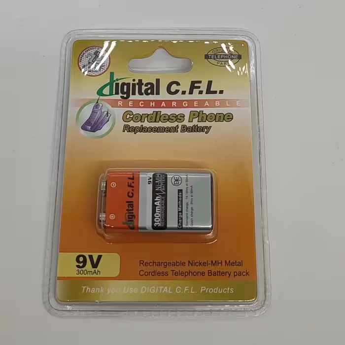 باتری شارژی کتابی 9 ولت ظرفیت 300 میلی آمپر مارک سی اف ال