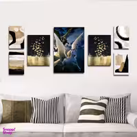تابلو شاسی بکلیت طرح نقاشی مدرن آبستره و اسب و پروانه مدل SH-1789 مجموعه 7 عددی