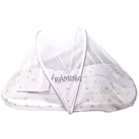 پشه بند فنری نوزاد با تشک و بالش نخی طرح قلب و تاج بیبی لایک Baby Like