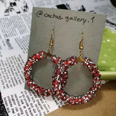 گوشواره حلقه ای آویز سوارسکی