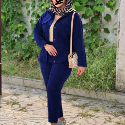 مانتو شلوار زنانه مخمل مدل ست شومیز و شلوار پاییزه مدل رزا